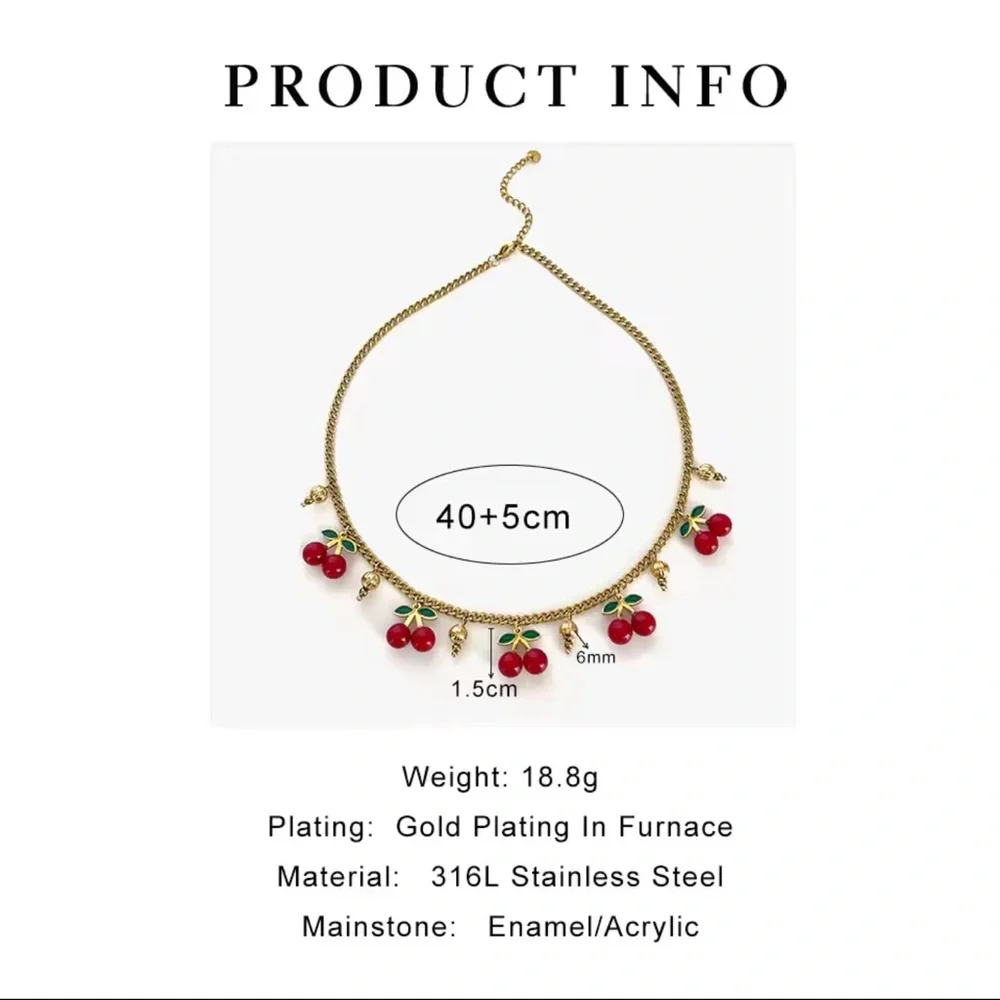 18K GOLD Cherry Charm Necklace
Stainless Steel Gold Plated - Picture 7 of 9